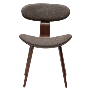 Großer brauner Bouclé-Stoff mit Beinen aus Nussbaum